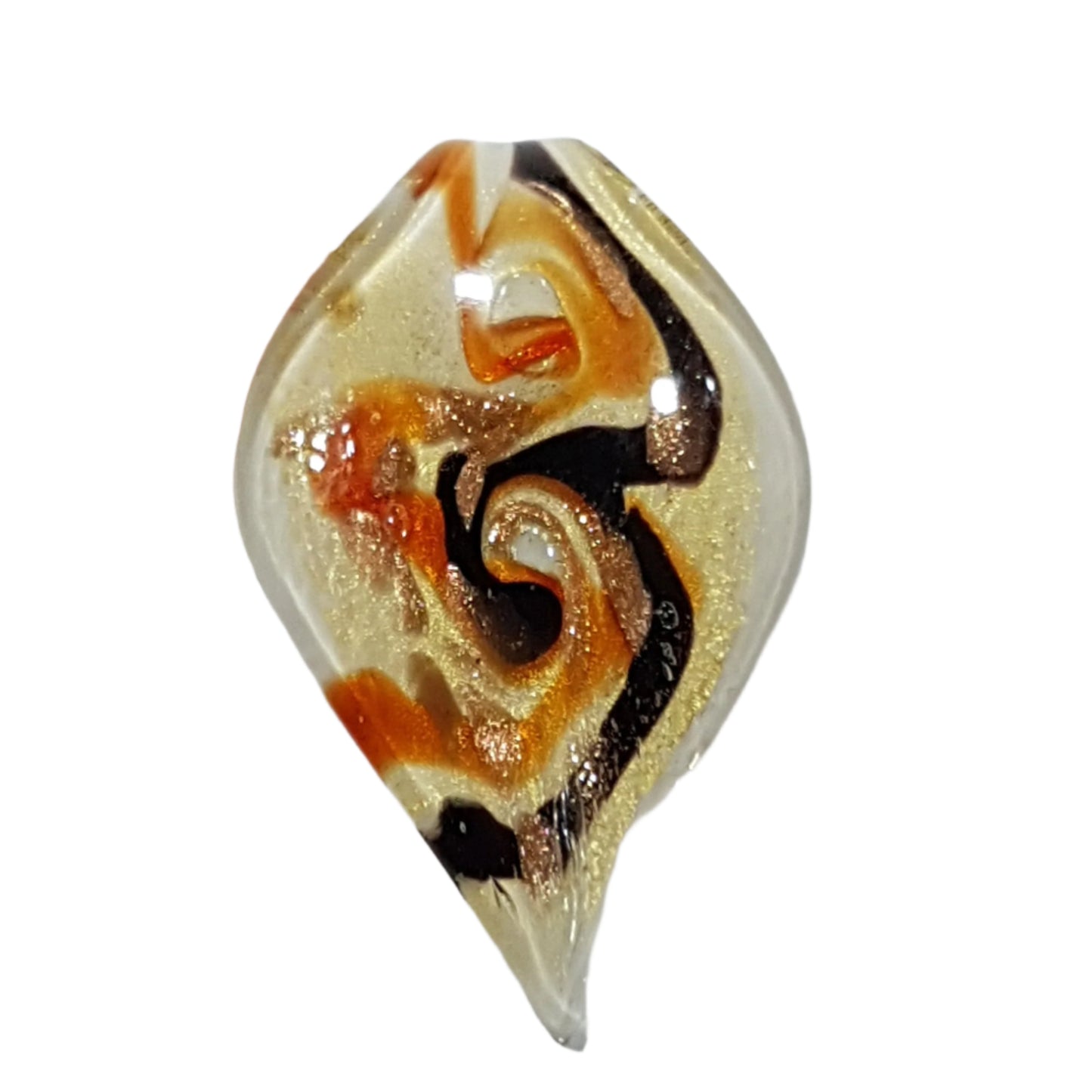 White Leaf Shaped Lampwork Glass Pendant