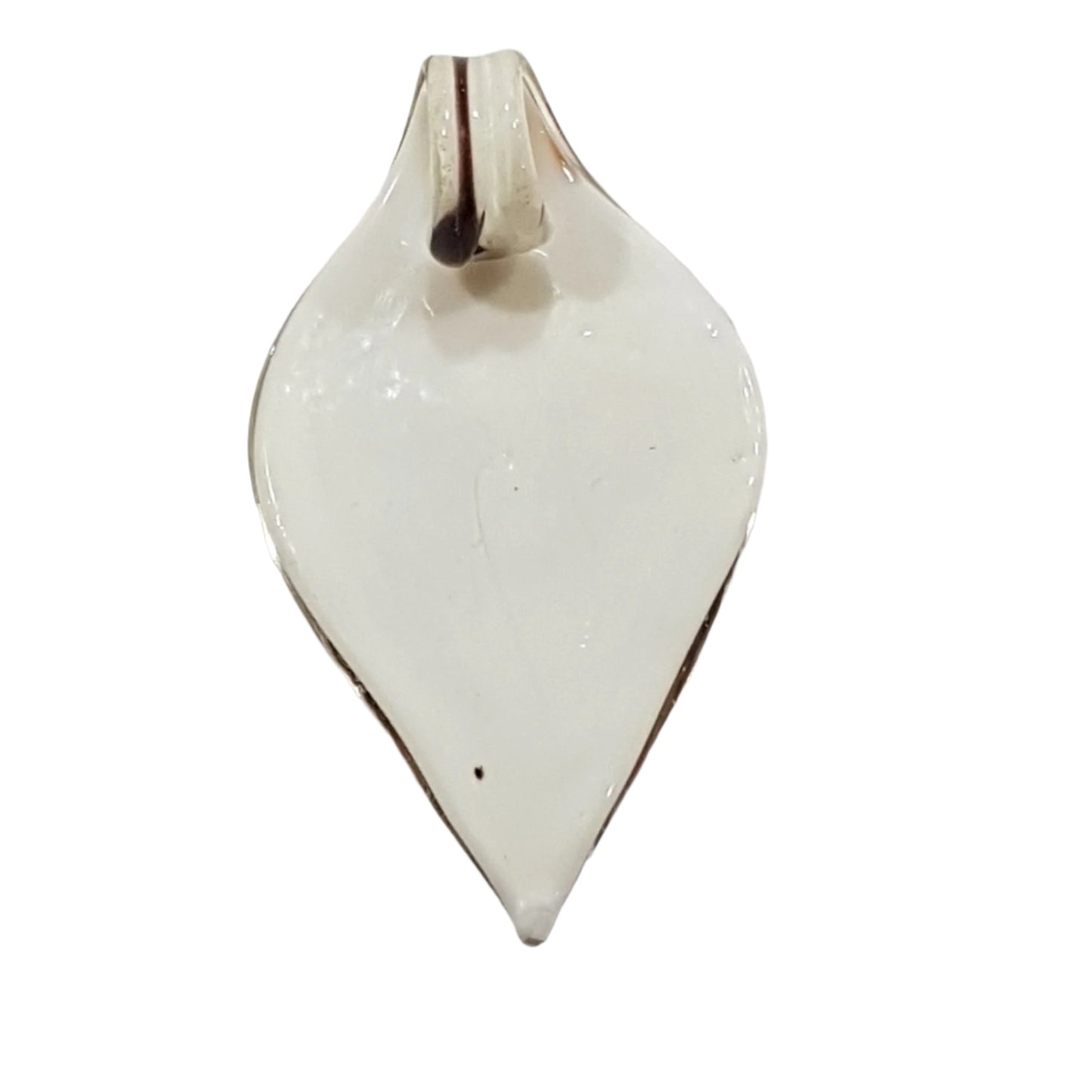 White Leaf Shaped Lampwork Glass Pendant