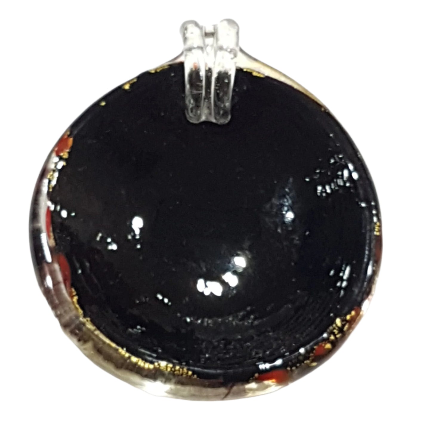 Large Black & Gold Lampwork Glass Pendant