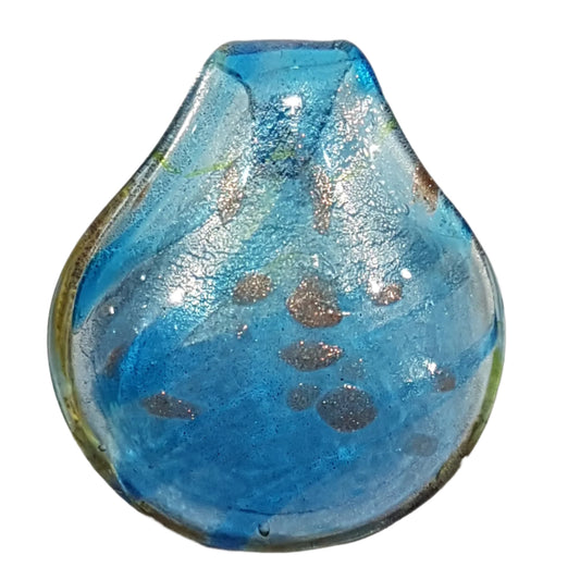 Large Light Blue & Grey Lampwork Glass Pendant