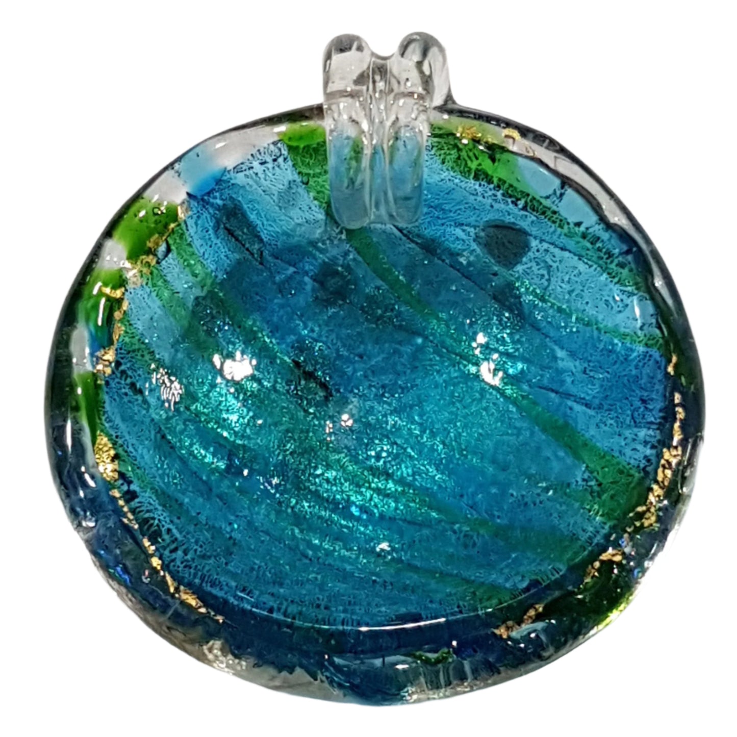 Large Round Light Blue Lampwork Glass Pendant