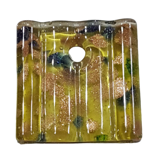 Green Square Lampwork Glass Pendant