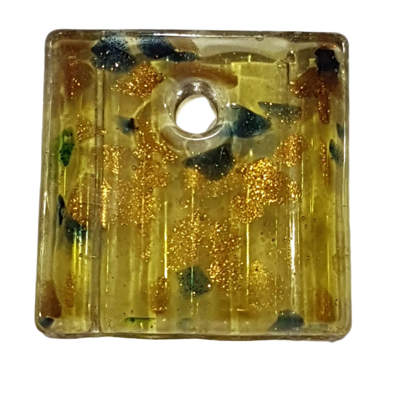 Green Square Lampwork Glass Pendant