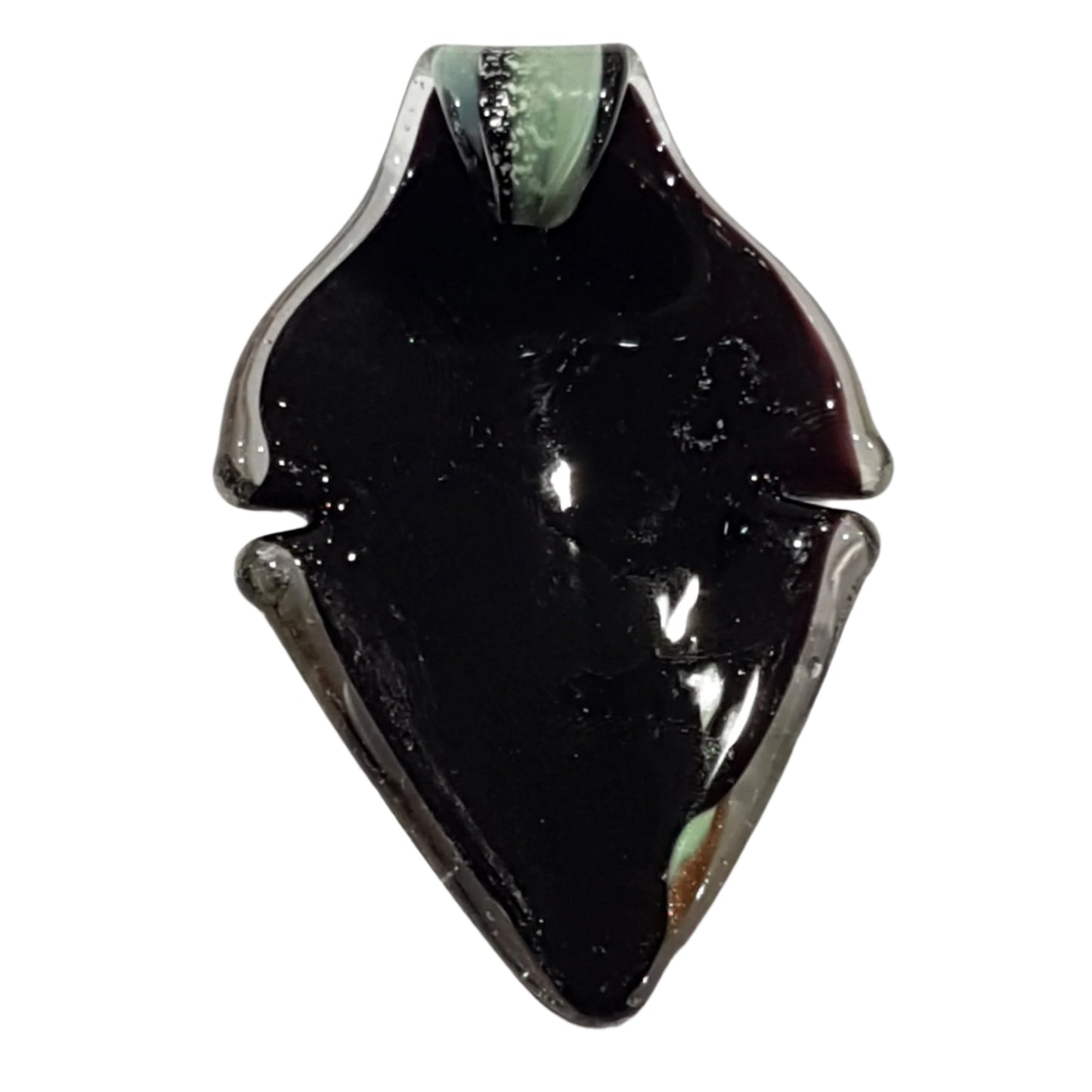 Black & Grey Leaf Shaped Lampwork Glass Pendant