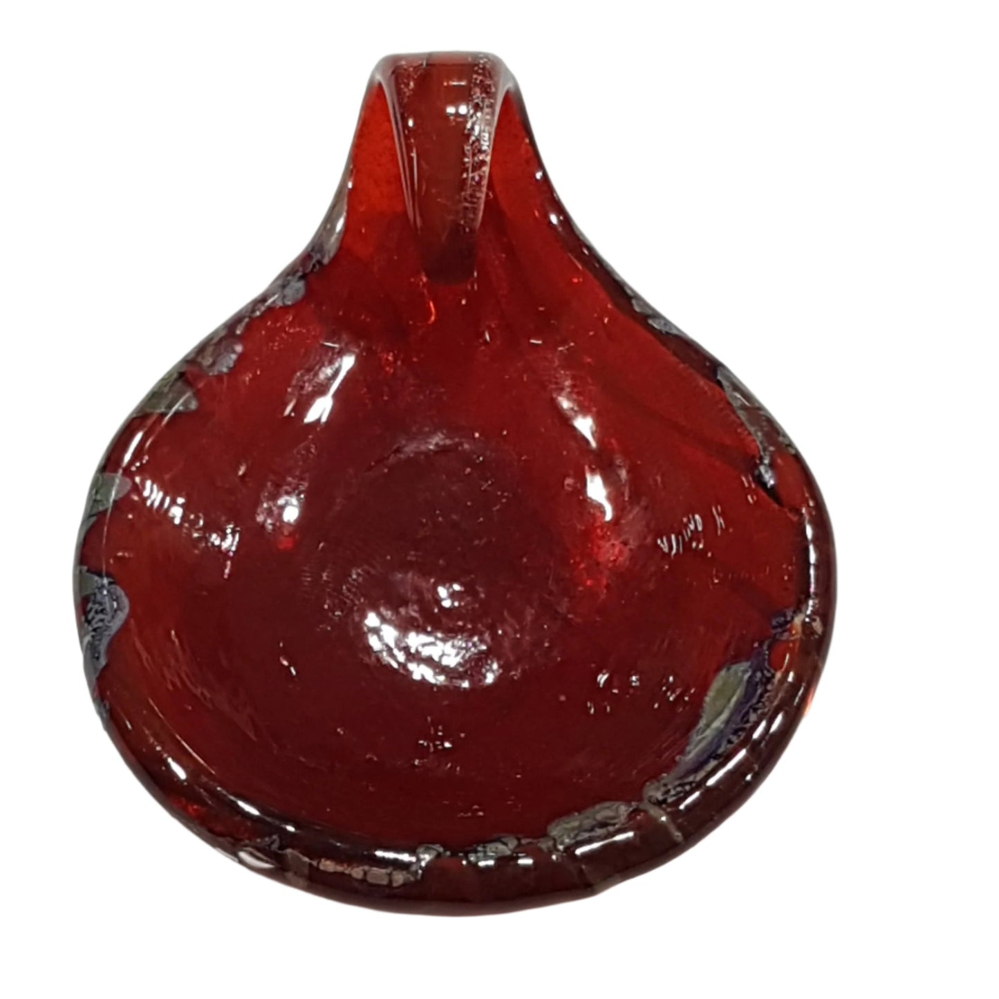 Large Round Red & Grey Lampwork Glass Pendant