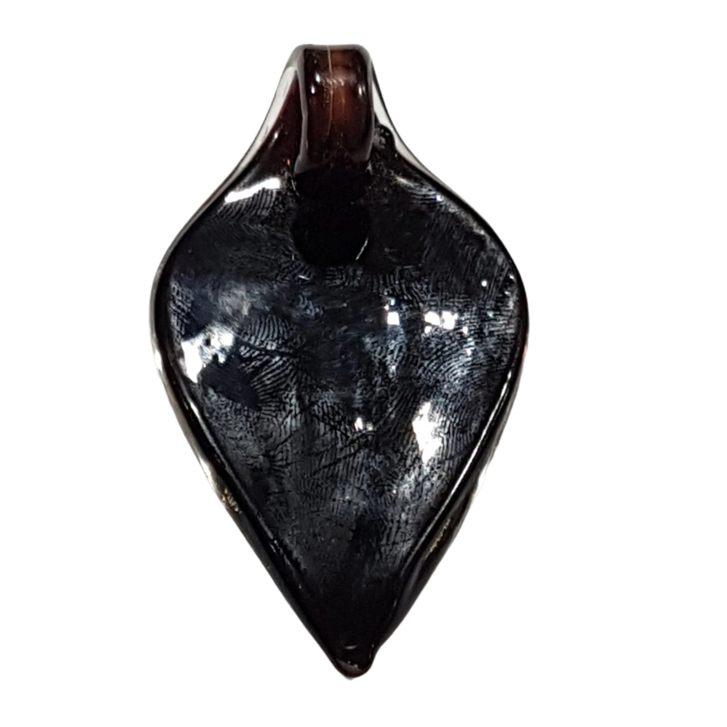 Black & Gold Leaf Shaped Lampwork Glass Pendant