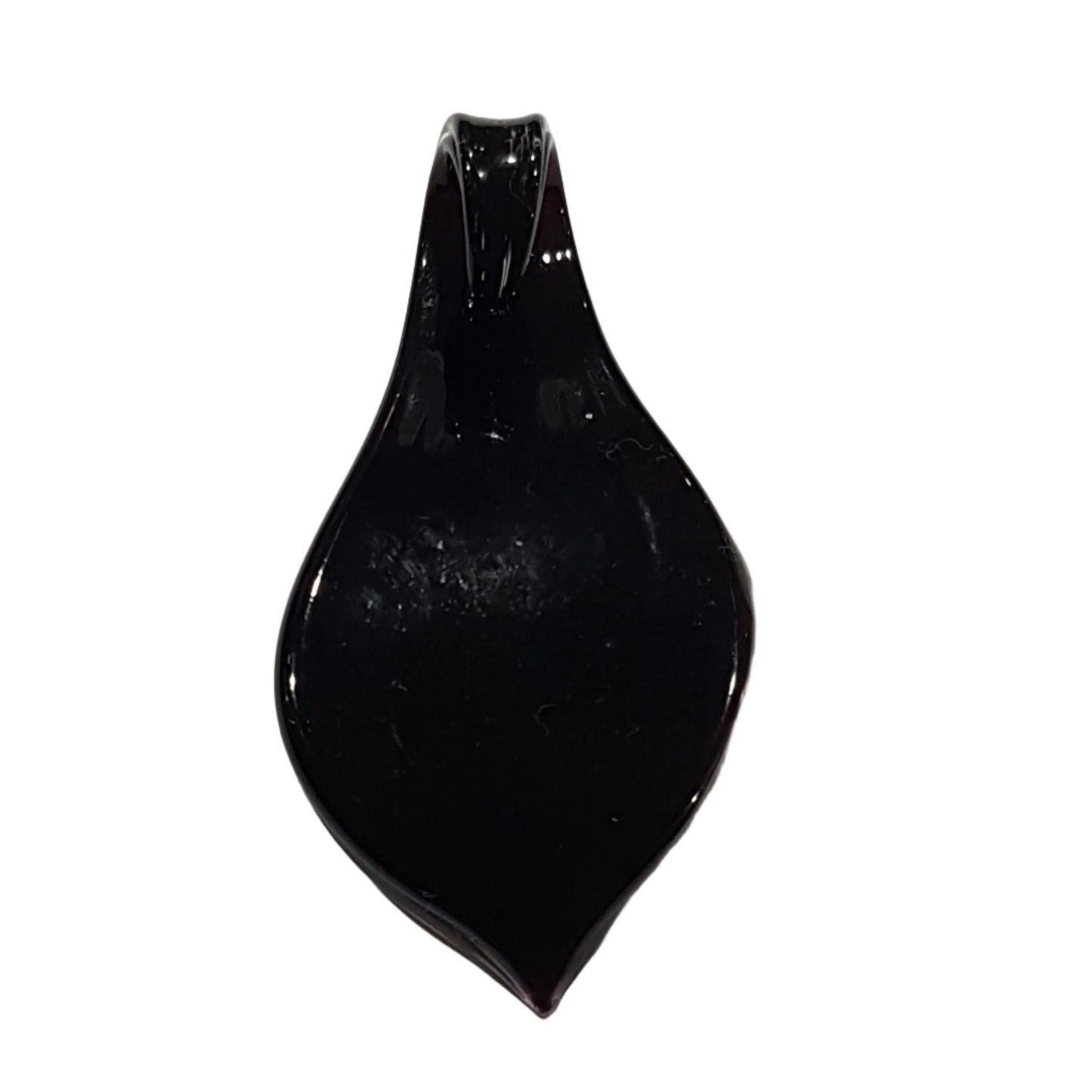 Black & Multicolored Leaf  Shaped Lampwork Glass Pendant