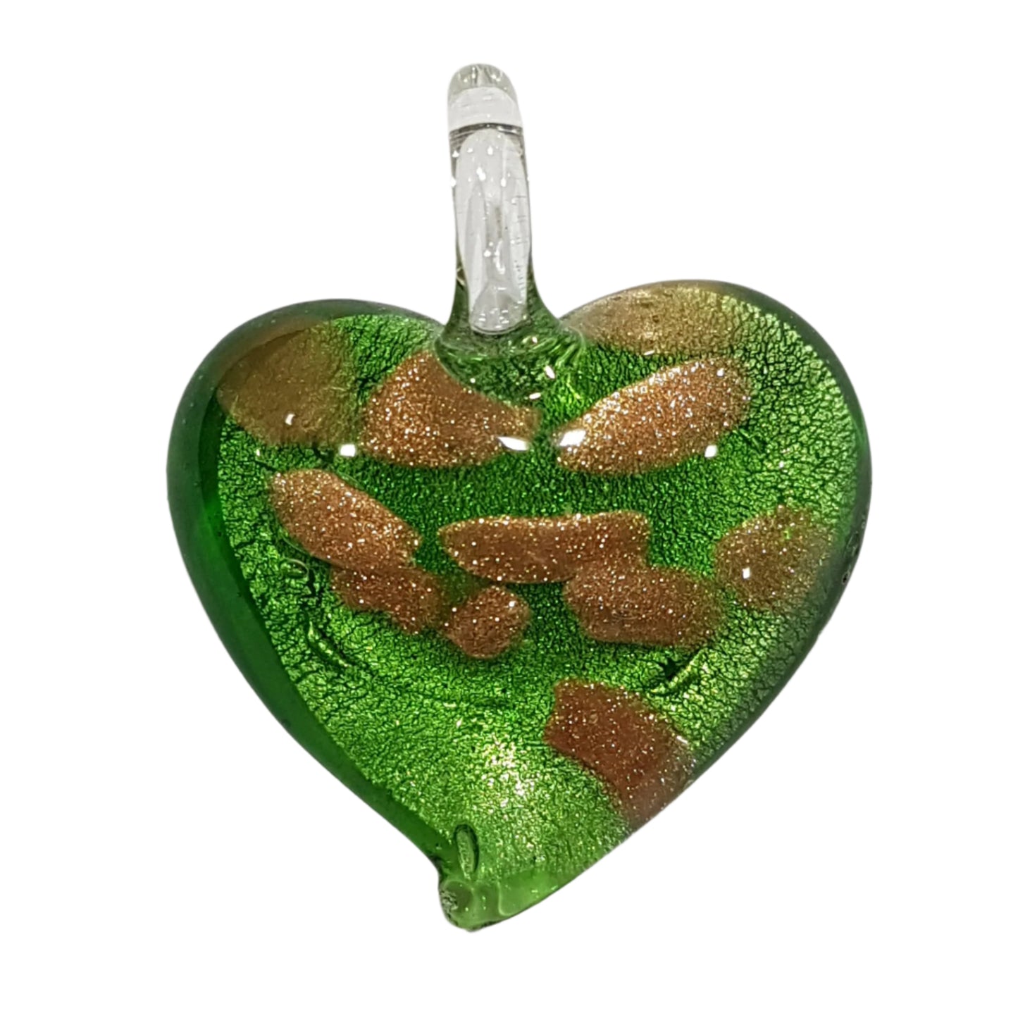 Green Heart Shaped Lampwork Glass Pendant