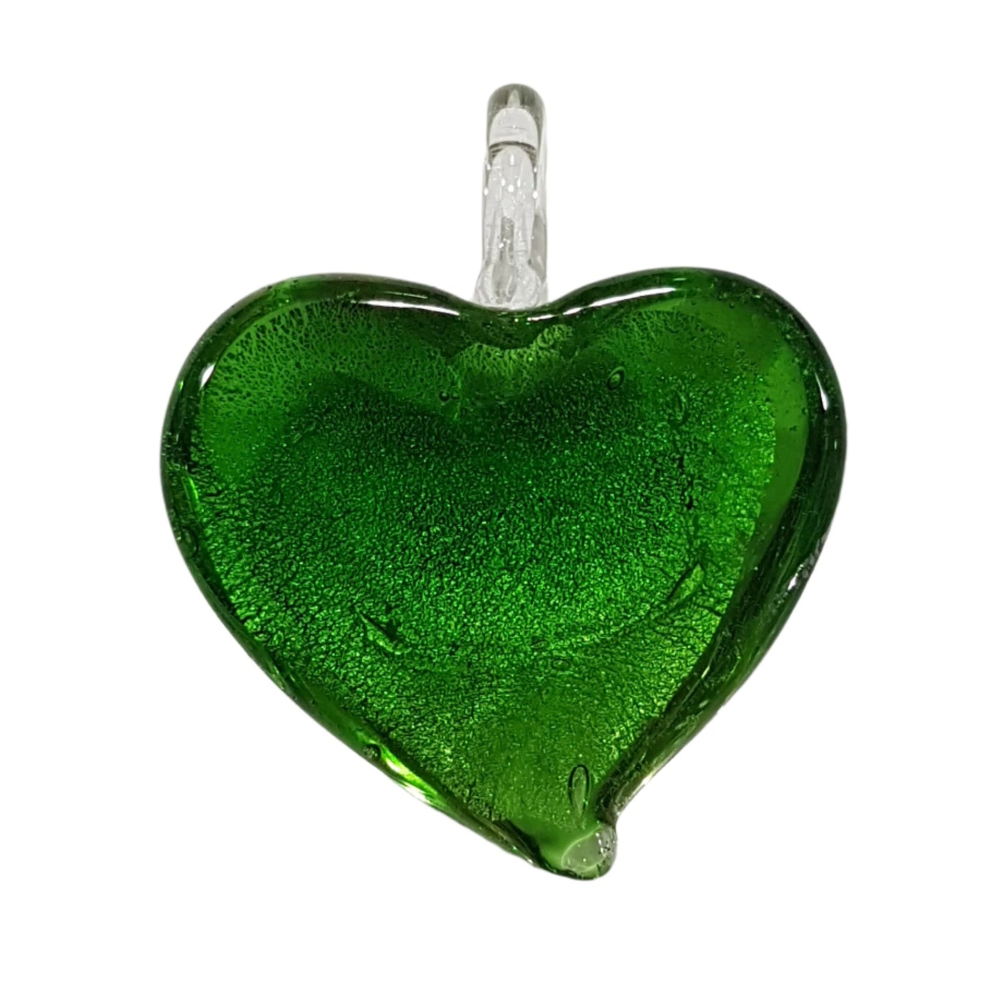 Green Heart Shaped Lampwork Glass Pendant