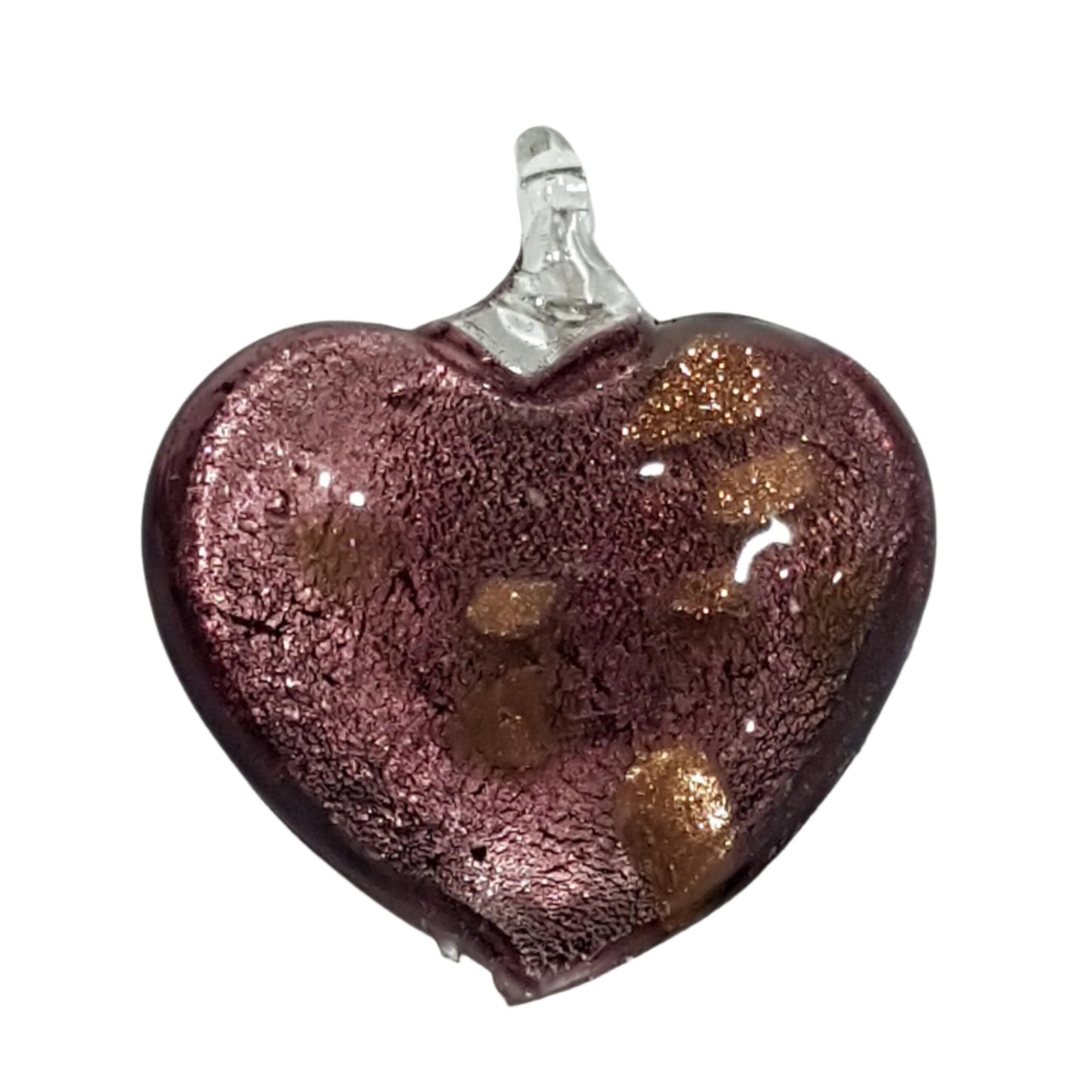 Purple Heart Shaped Lampwork Glass Pendant