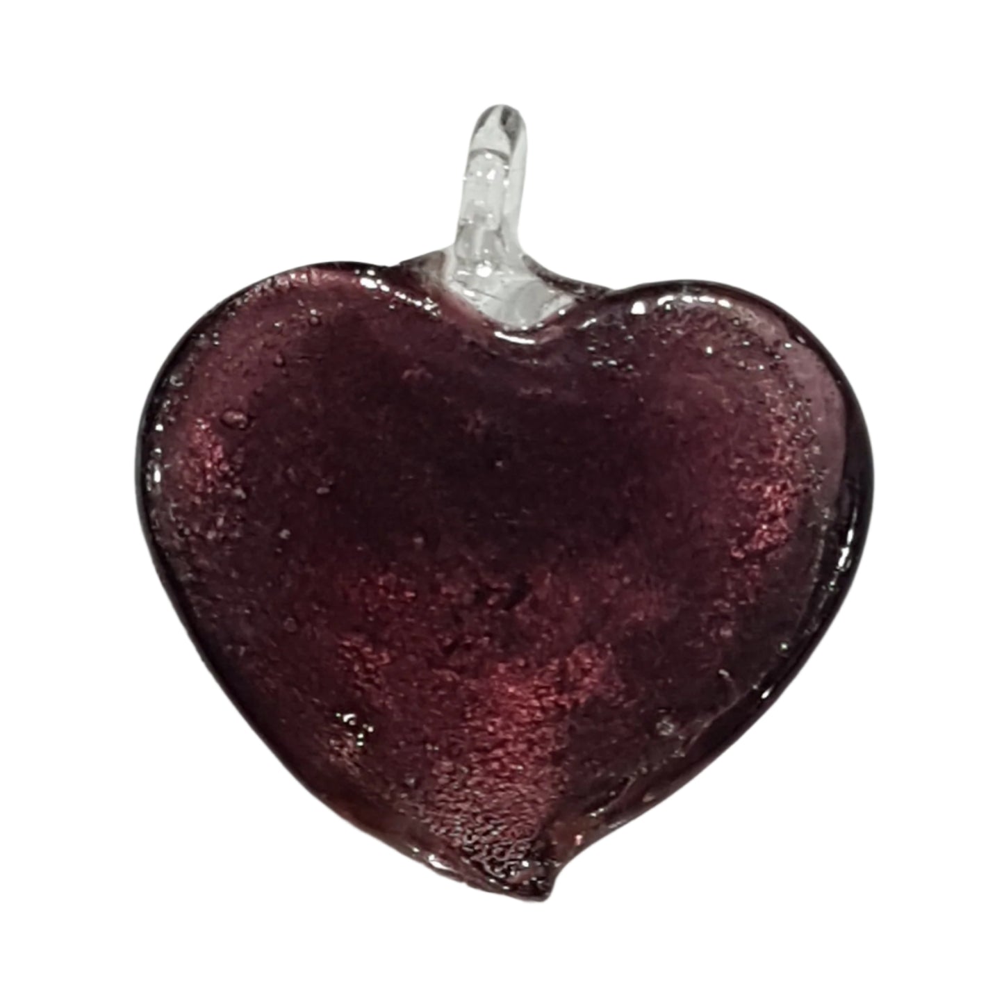 Purple Heart Shaped Lampwork Glass Pendant