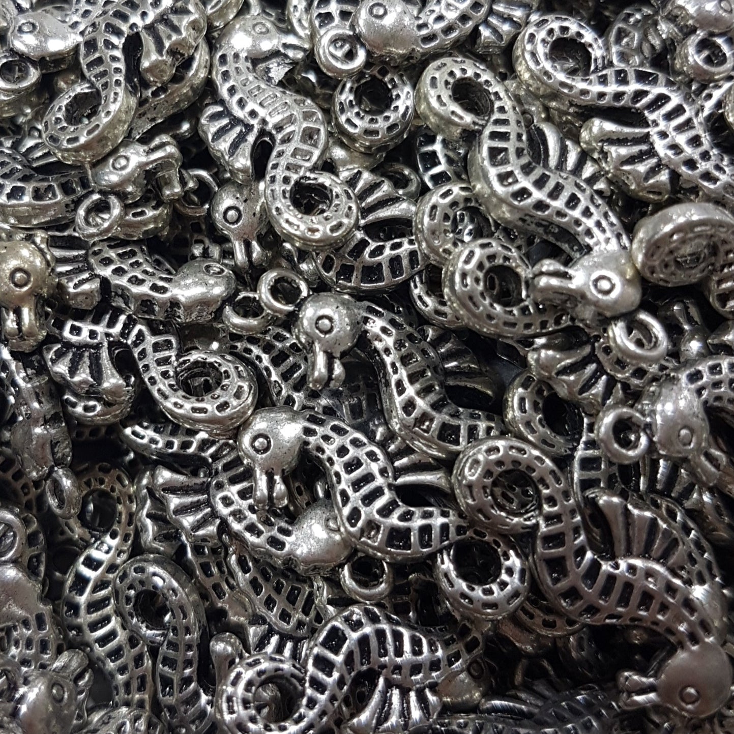 Large Bag Of Silver Seahorse Charms