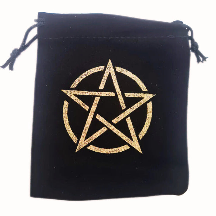 Pentacle Black Velvet Drawstring Pouch