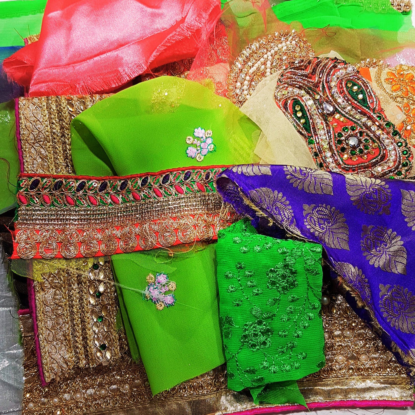 Sari Trims and Fabric Scraps Bundle