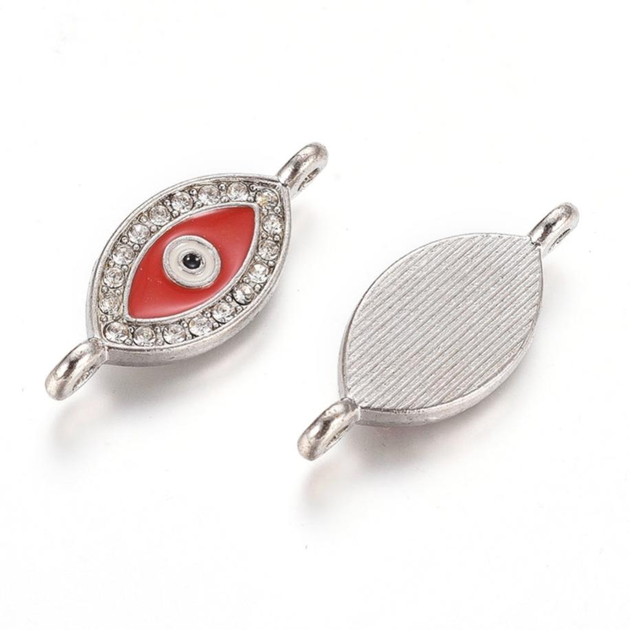 Red Evil Eye Rhinestone Link Connector