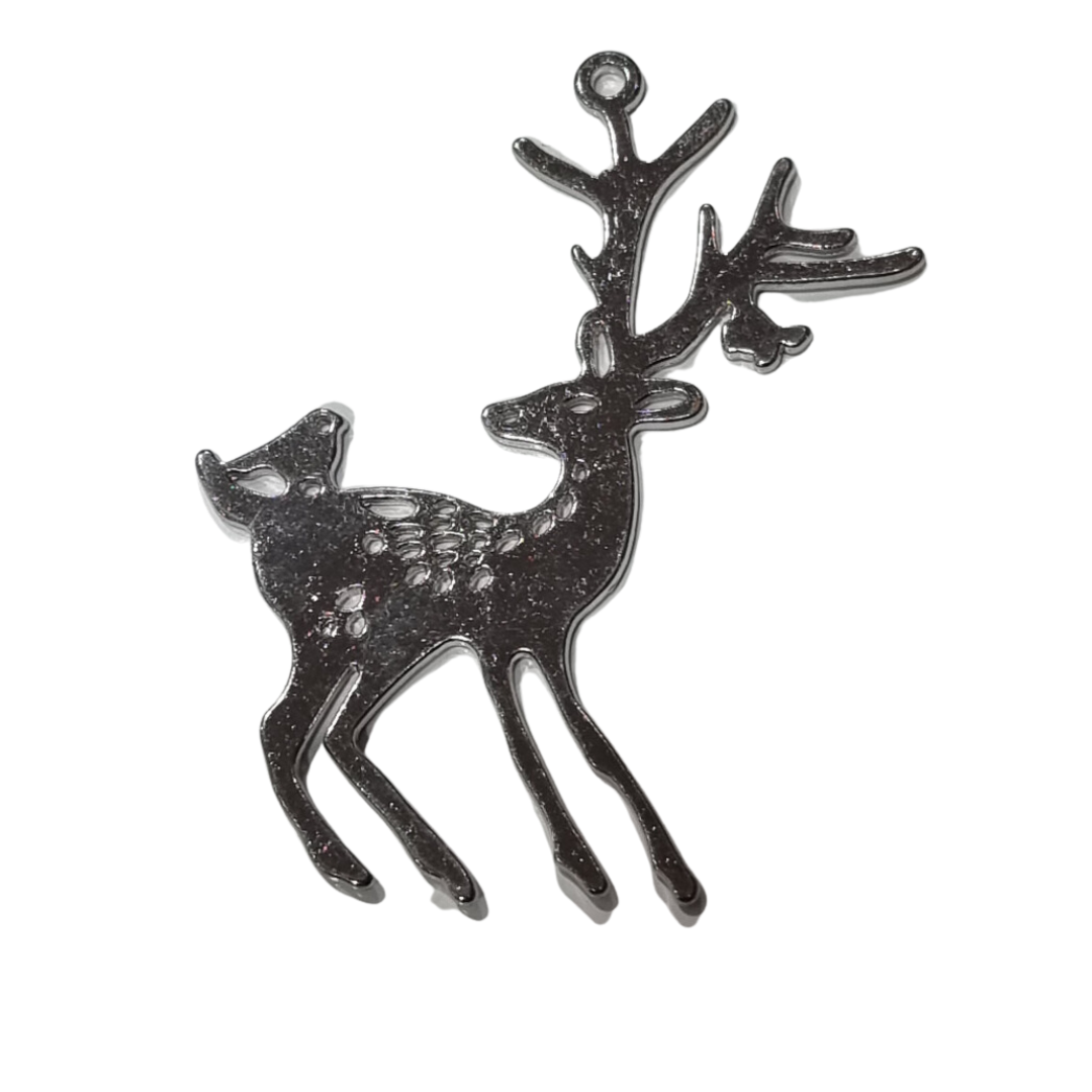 Large Silver Reindeer Charm Pendant