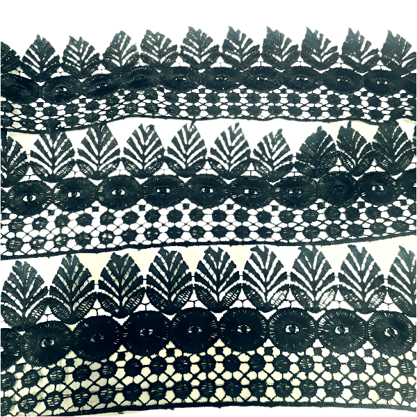 Leaf Pattern Black Wide Lace