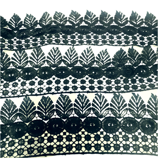 Leaf Pattern Black Wide Lace