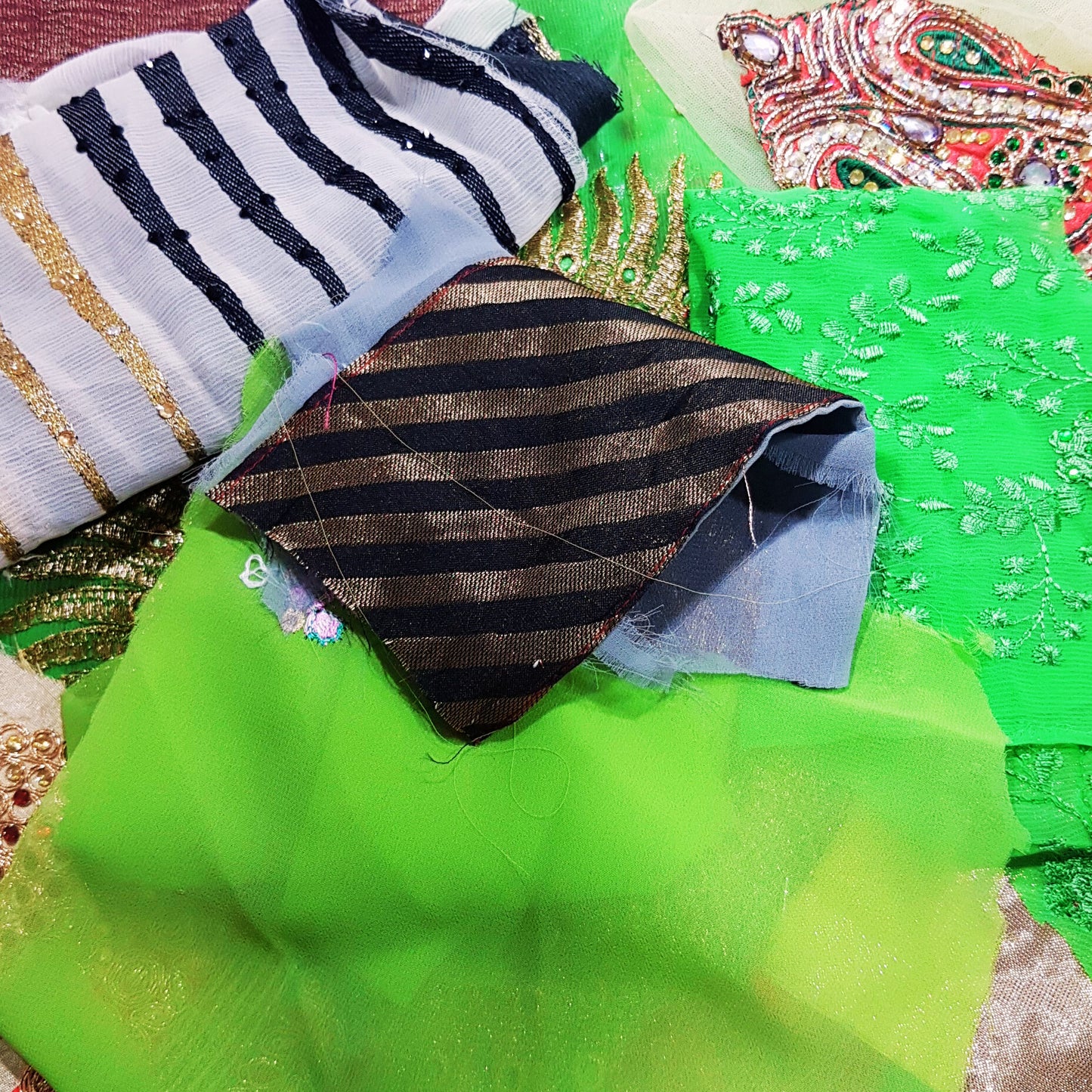 Sari Trims and Fabric Scraps Bundle