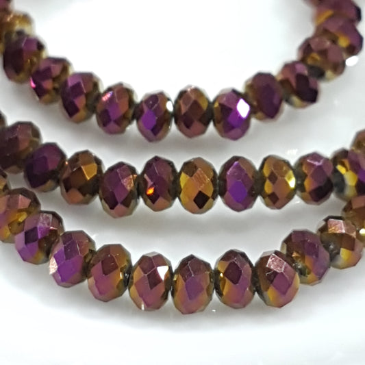 Fiery Purple and Gold Crystal Rondelles