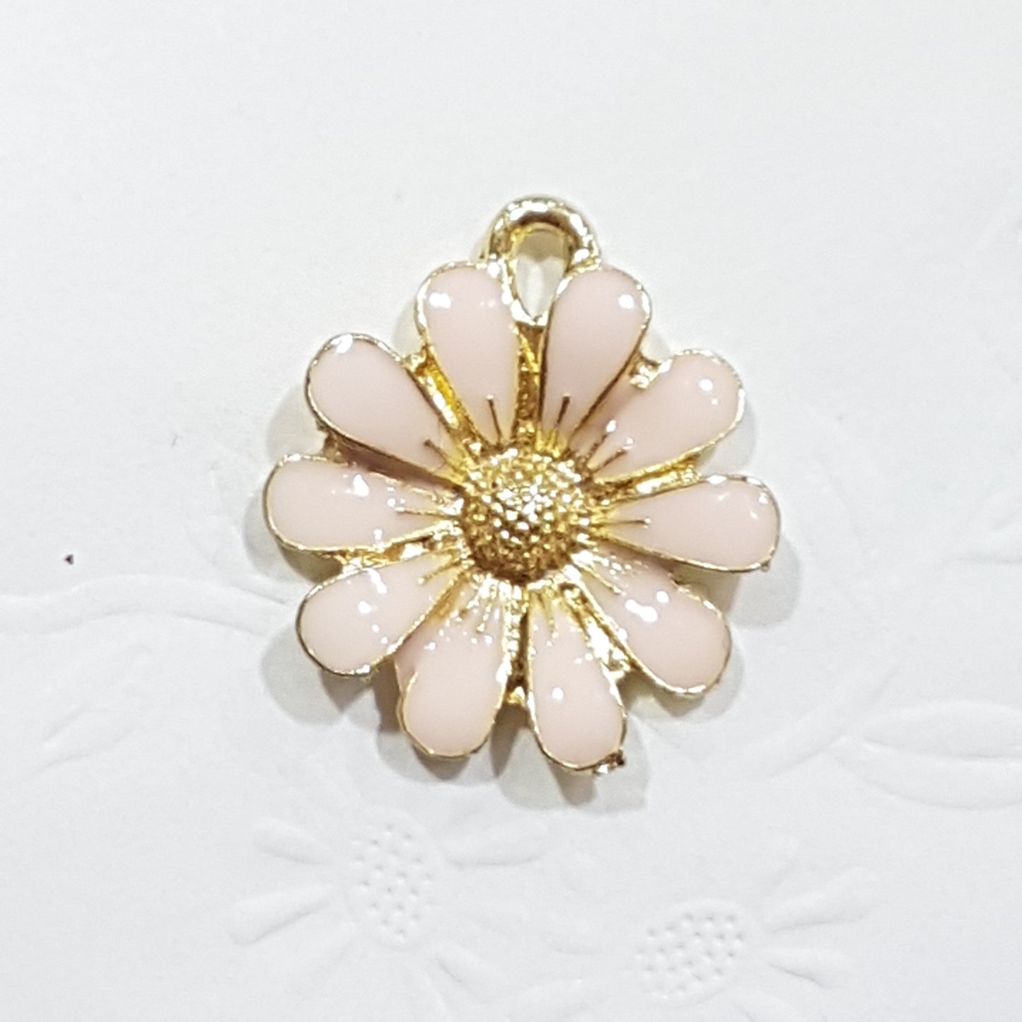 Pink Enamel Flower Charm Pendant