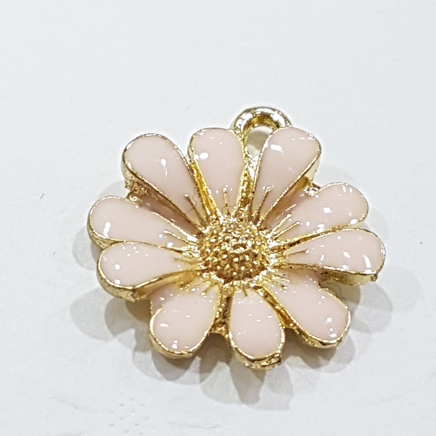 Pink Enamel Flower Charm Pendant