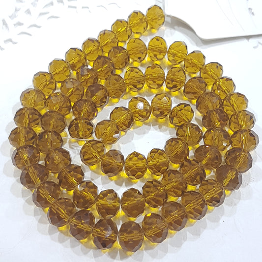 9x8mm Golden Amber Crystal Rondelle Beads