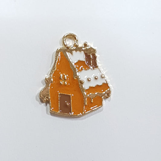 Gingerbread House Enamel Charm