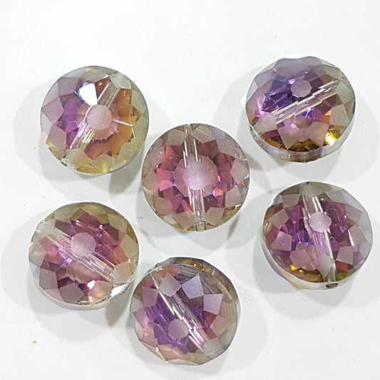 6pc Round Etched Crystal Glass Beads