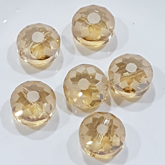 6pc Golden Etched Crystal Glass Beads