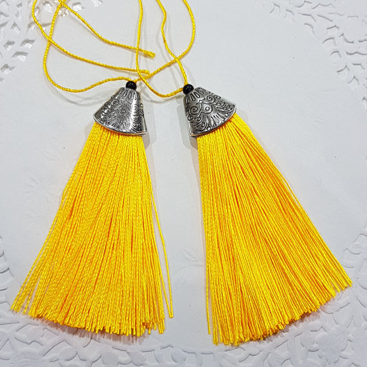 2pc Long Yellow Tassels