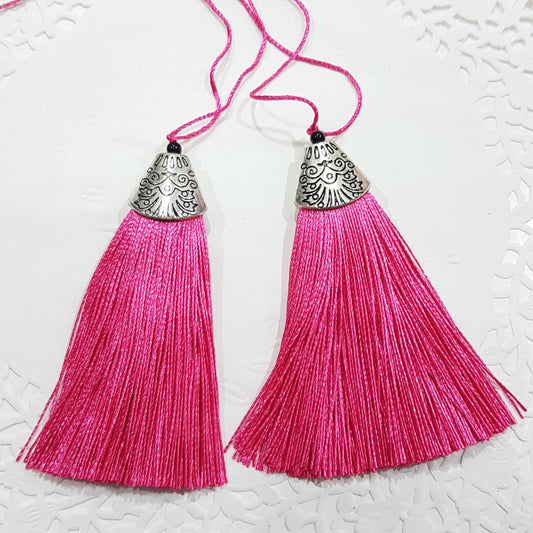 2pc Long Pink Tassels