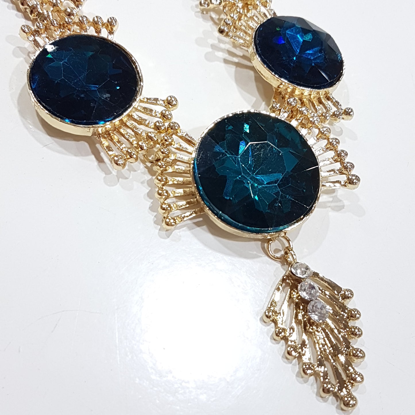 Blue Rhinestone Statement Necklace