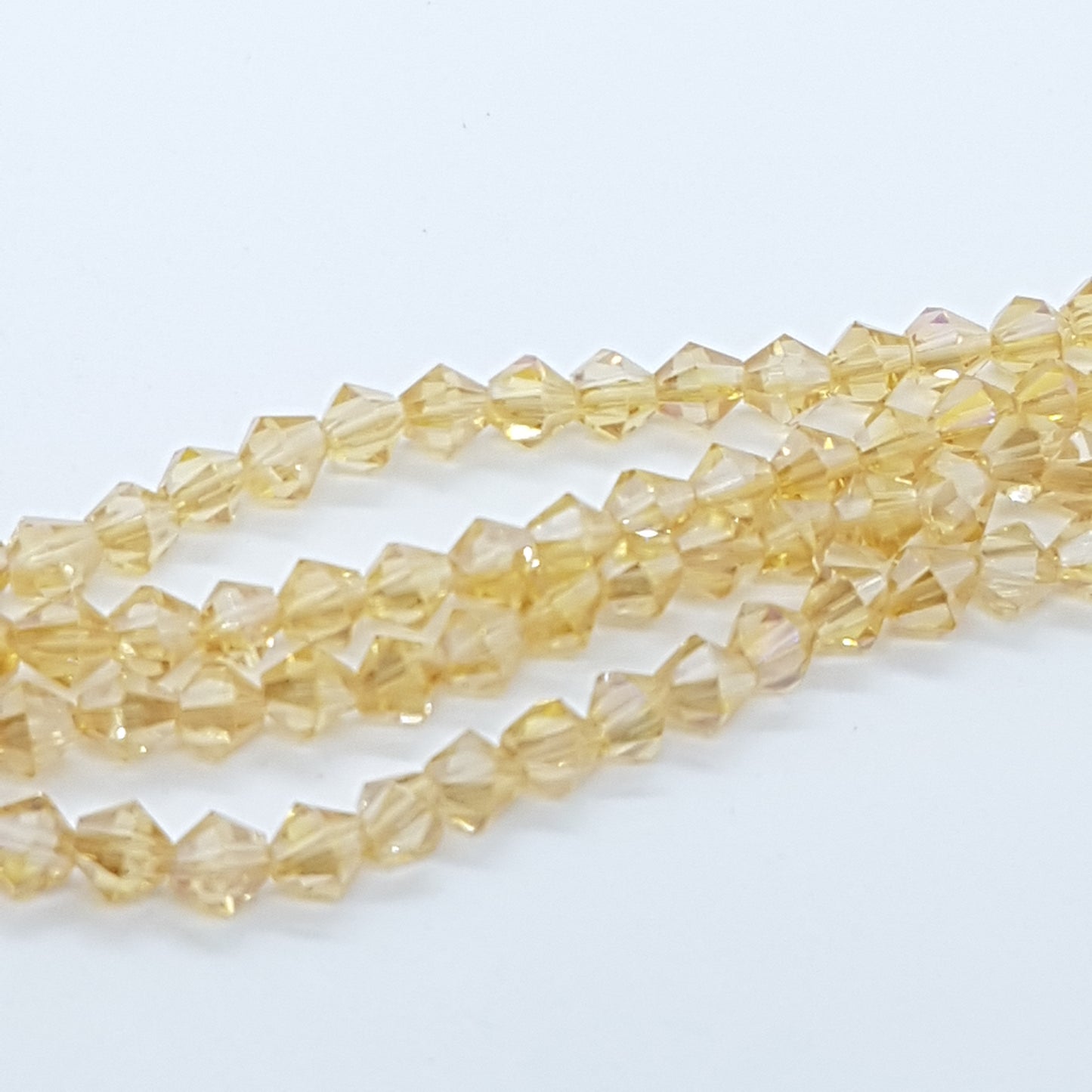 4mm Light Gold Crystal Glass AB Bicones