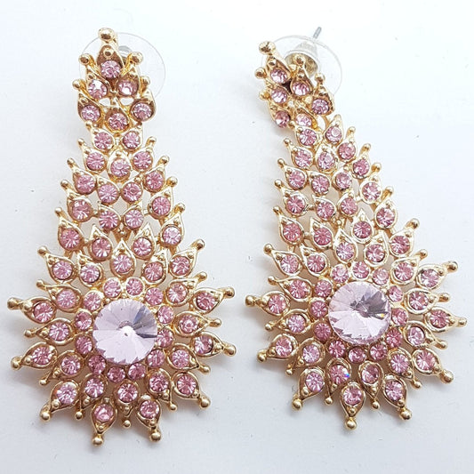 Pink Starburst Rhinestone Earrings