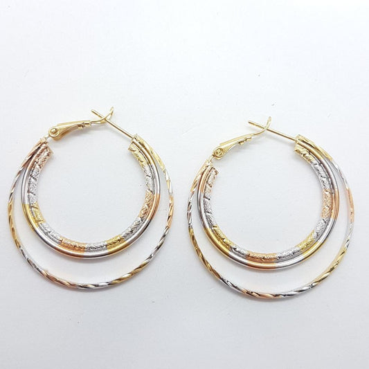 Tri Colour Hoop Earrings