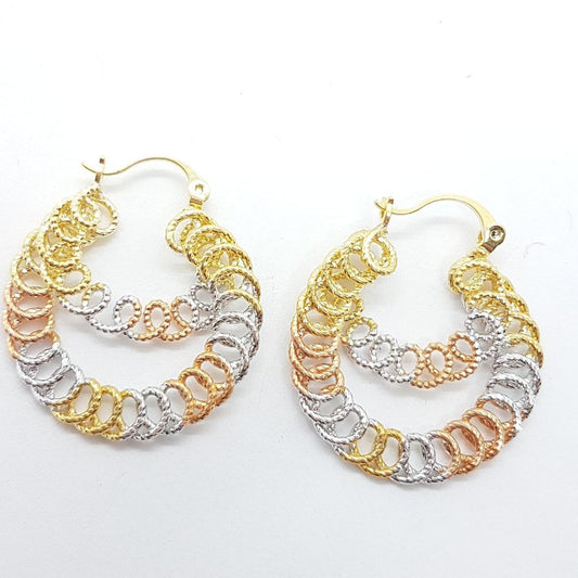 Tri Colour Twisted Hoop Earrings