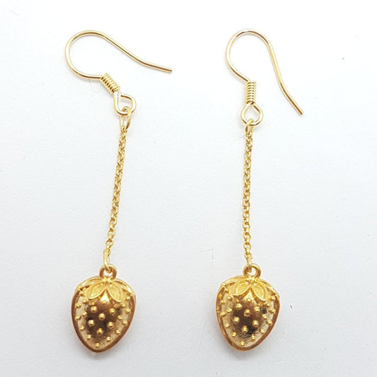 Gold Strawberry Earrings