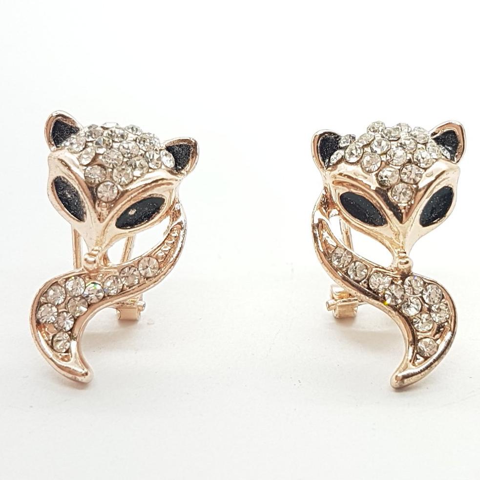 Fox Rhinestone Earrings