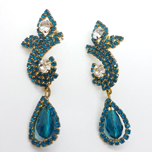 Blue Rhinestone Earrings