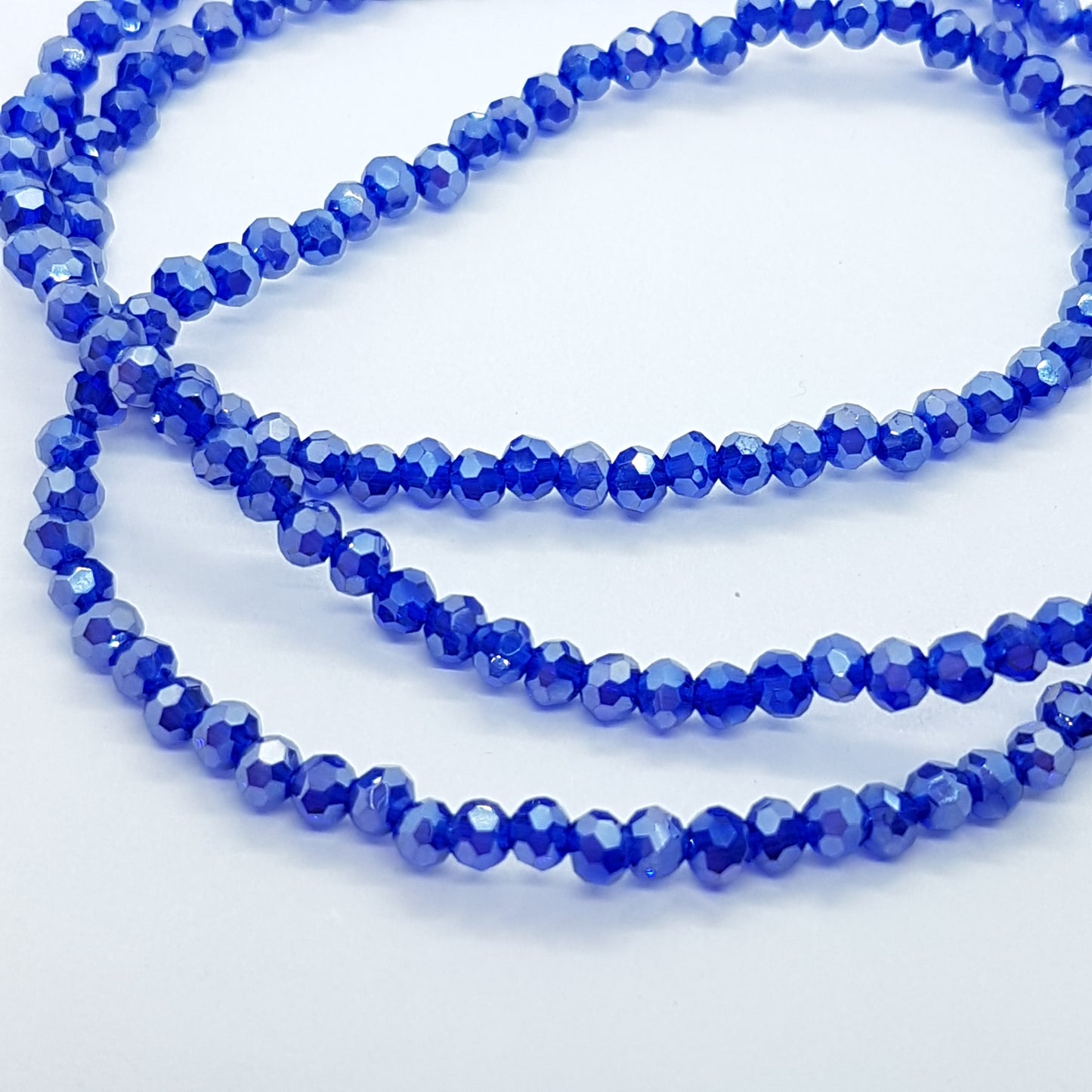 200pc Blue AB Round Crystal Beads