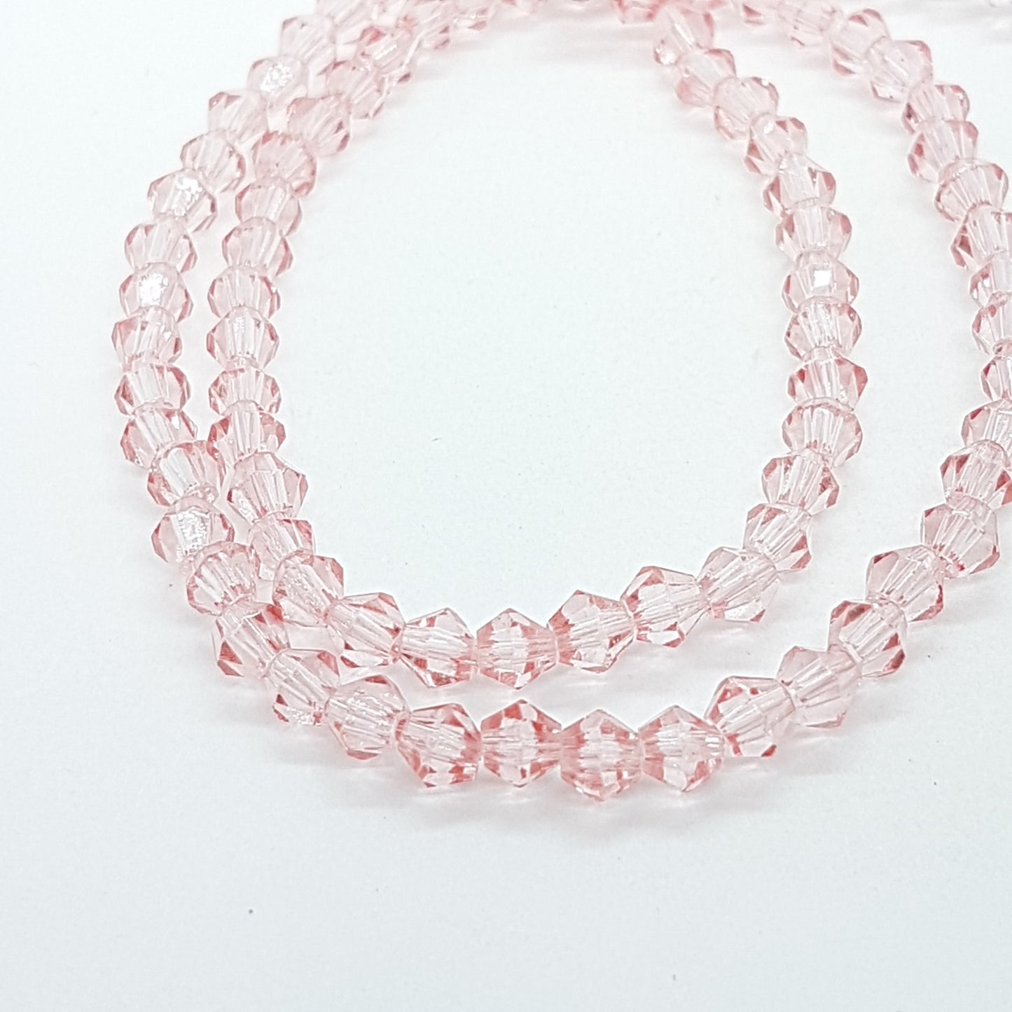 4mm Rose Pink Crystal Glass Bicones