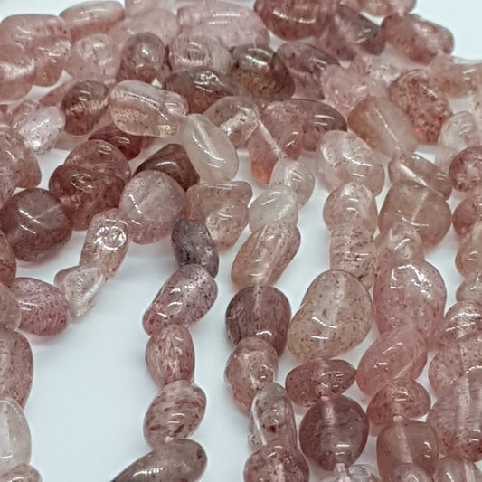 Large Strawberry Quartz Gemstone Nugget Beads