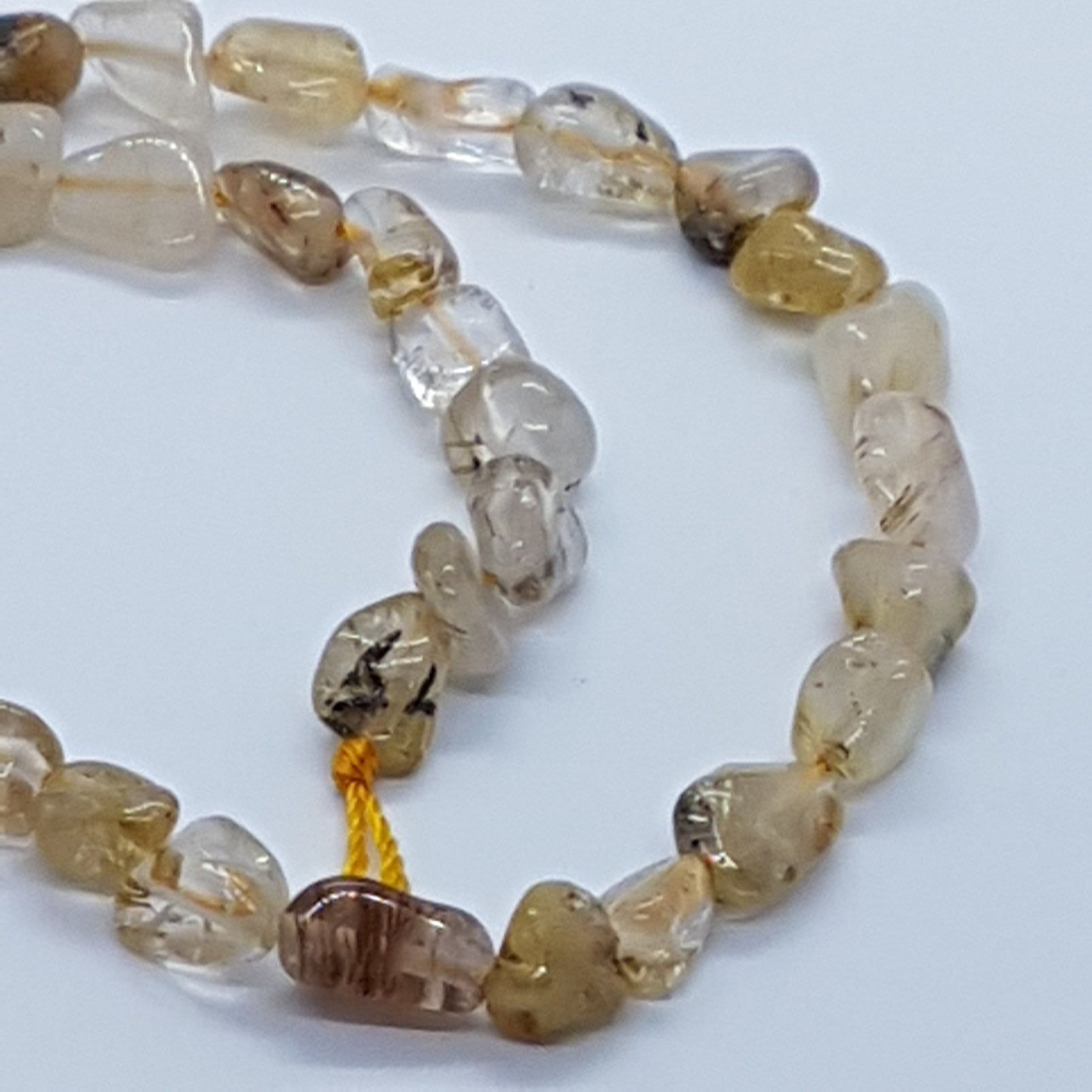 Gold Rutilated Quartz Gemstone Nugget Beads