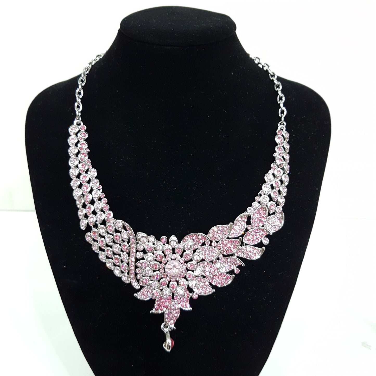 Pink Rhinestone Necklace Set