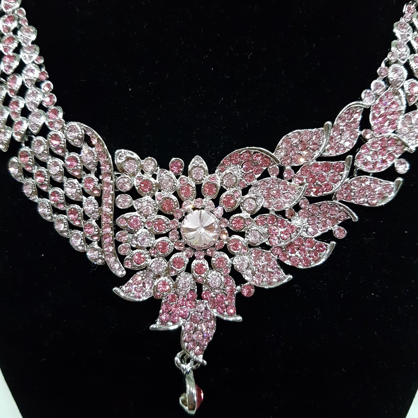 Pink Rhinestone Necklace Set