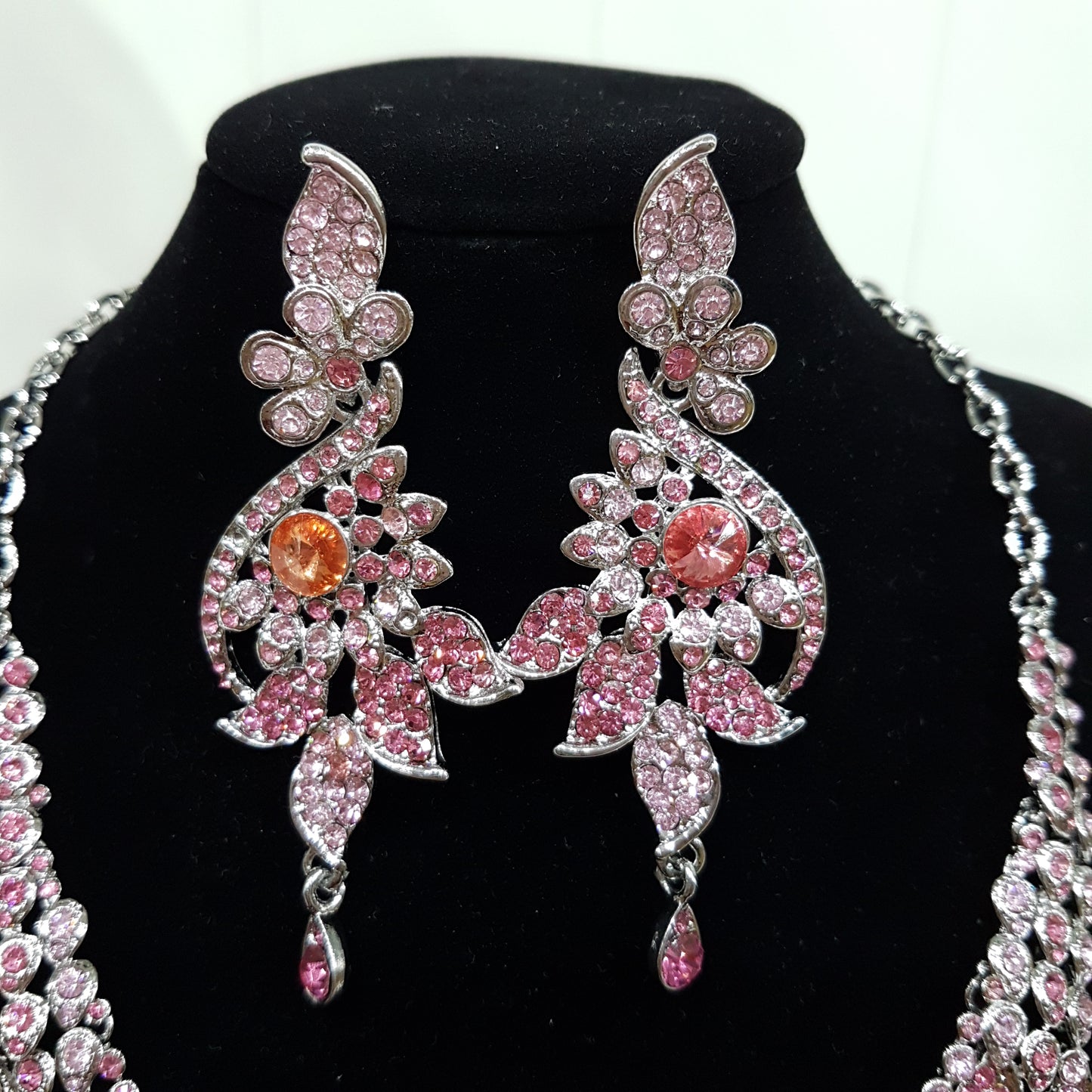 Pink Rhinestone Necklace Set