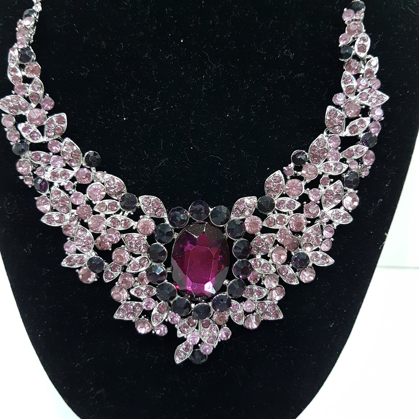 Purple Rhinestone Necklace Set