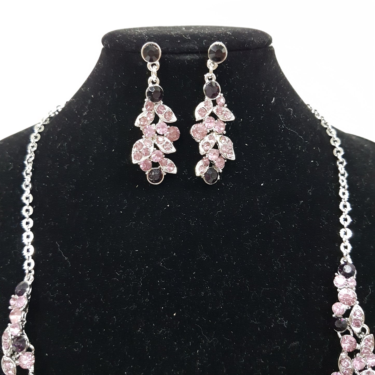 Purple Rhinestone Necklace Set