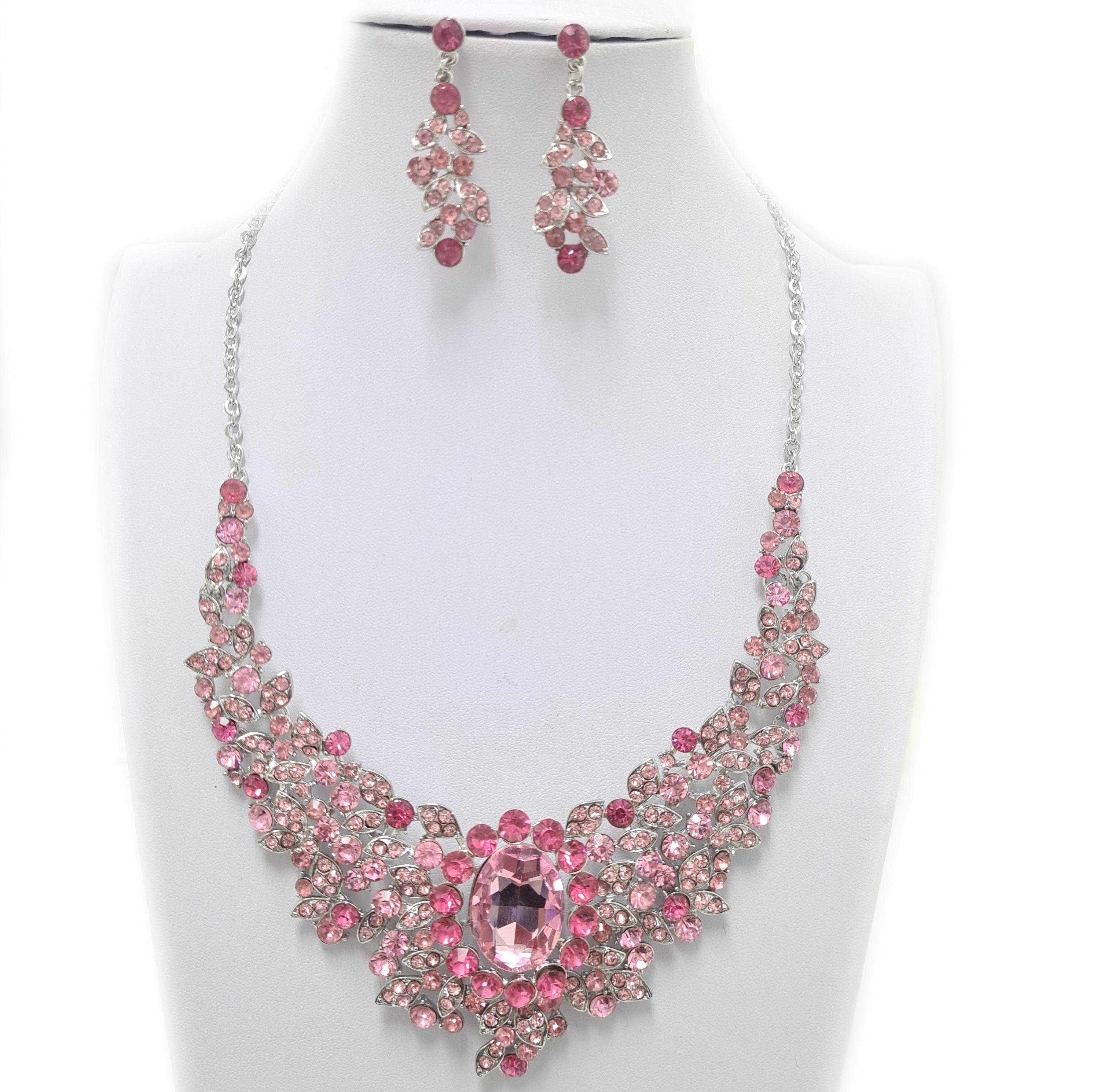 Pink Rhinestone Necklace Set – Artisan Boutique